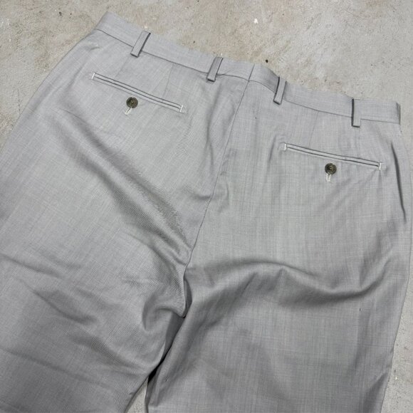 Mens Light Grey Dress Pants Wool Trousers 34x30 - Picture 6 of 8
